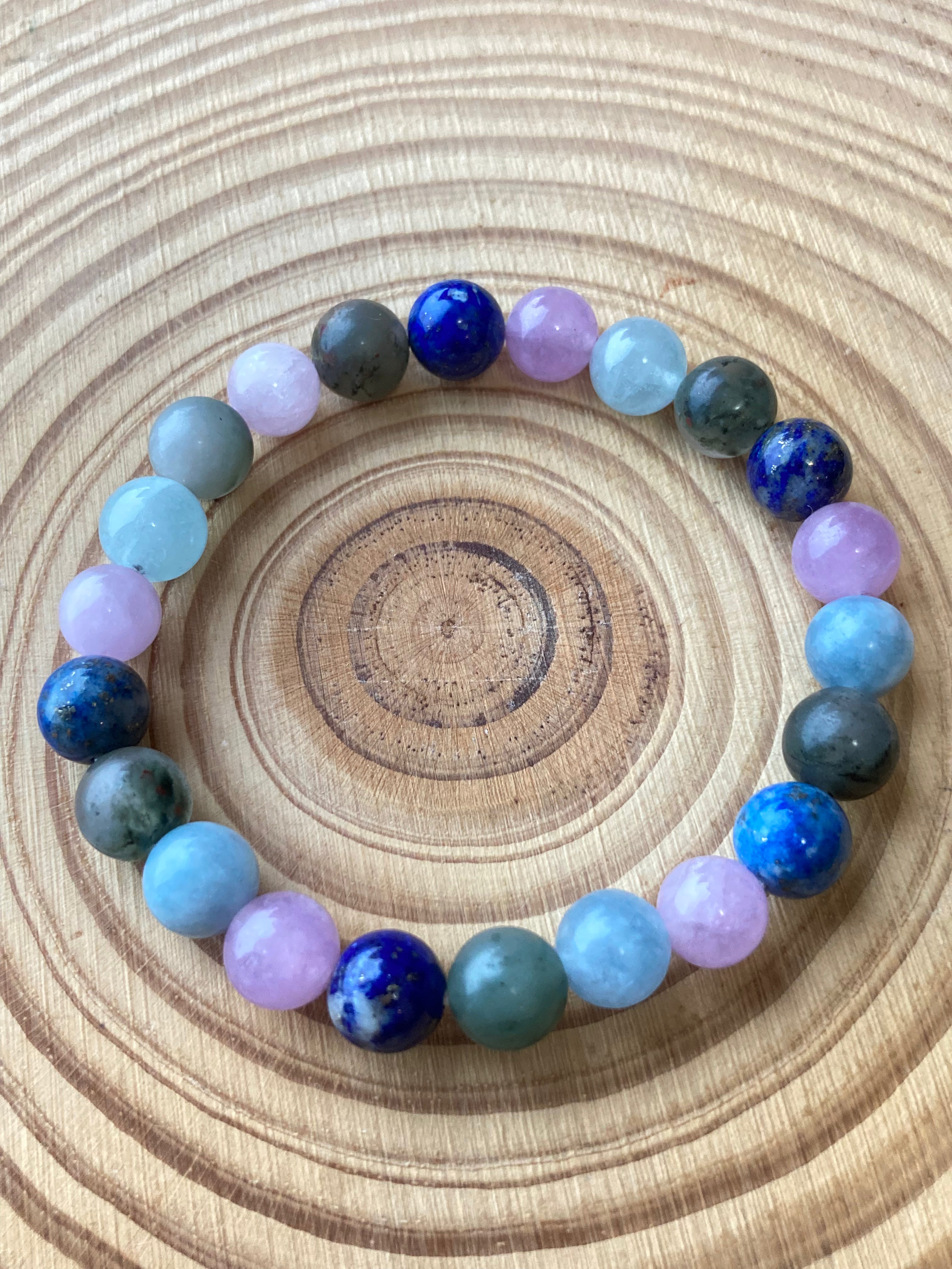 Moonstone Bracelet store with Amazonite, Rose Quartz, Pink Lepidolite & Aquamarine, Stunning Talisman for Divine Feminine Energy, Expression, Love