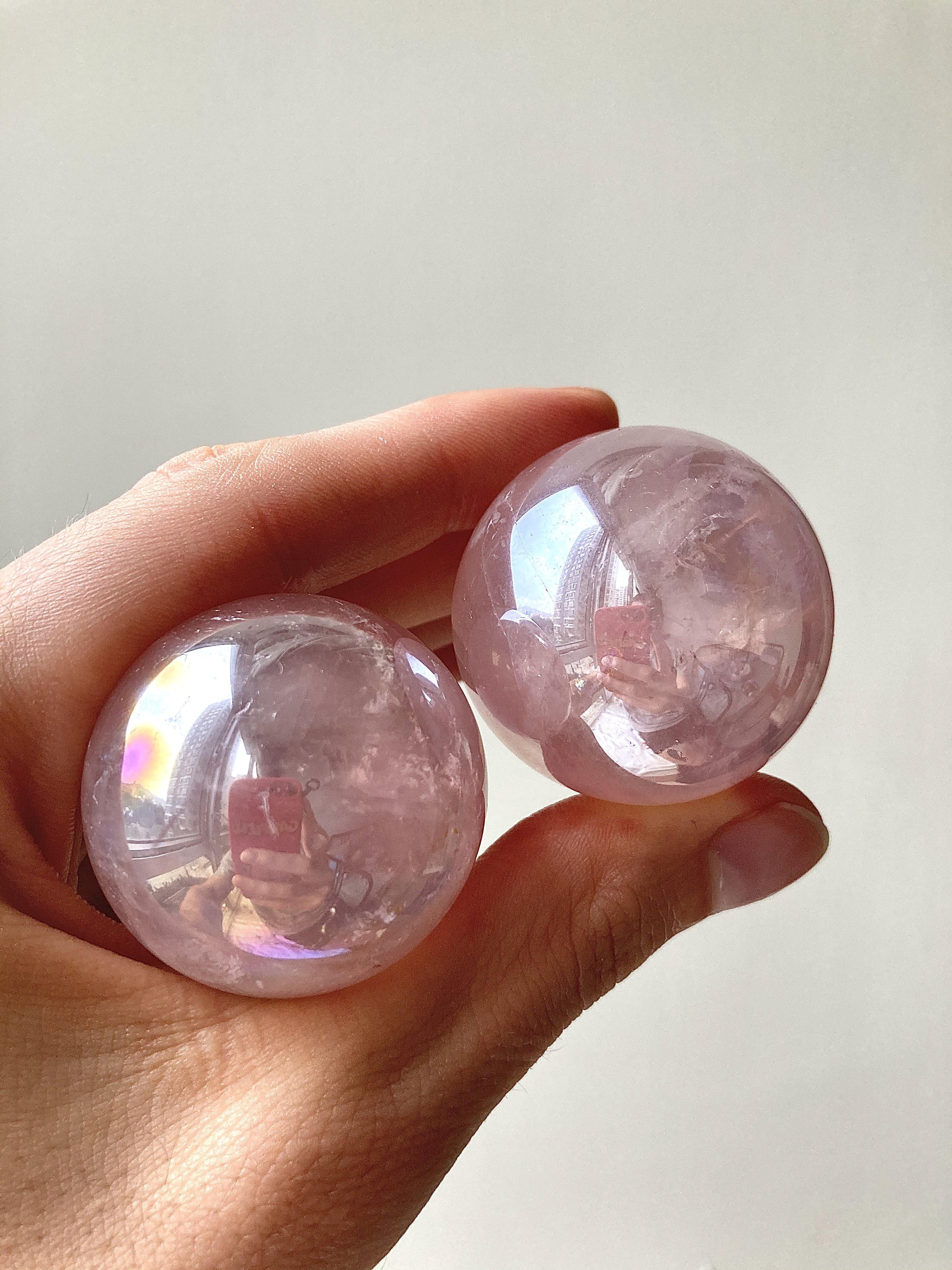 Rose Quartz Aura Spheres - thecrystalvan