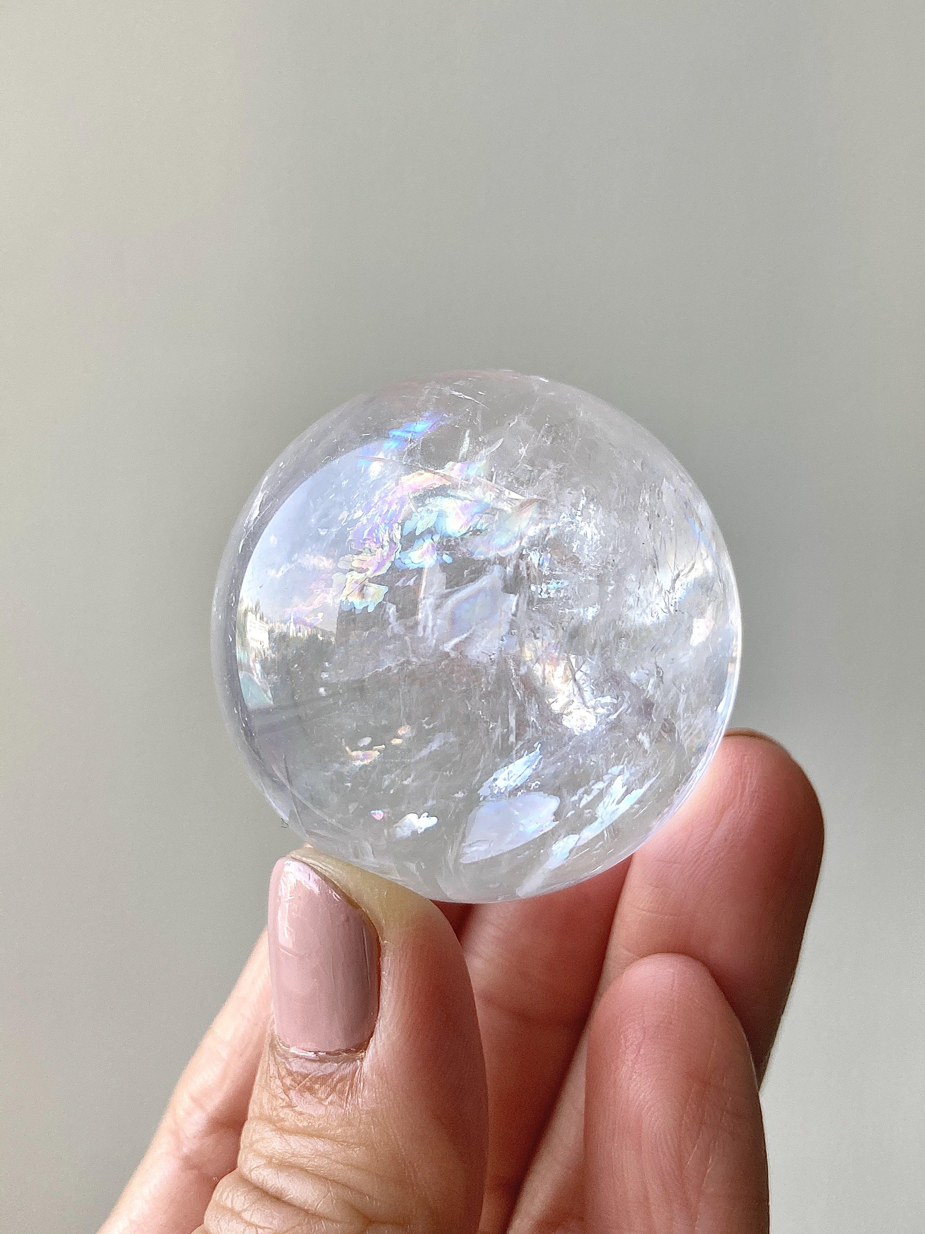 Clear/White Calcite Sphere (with rainbows) - thecrystalvan