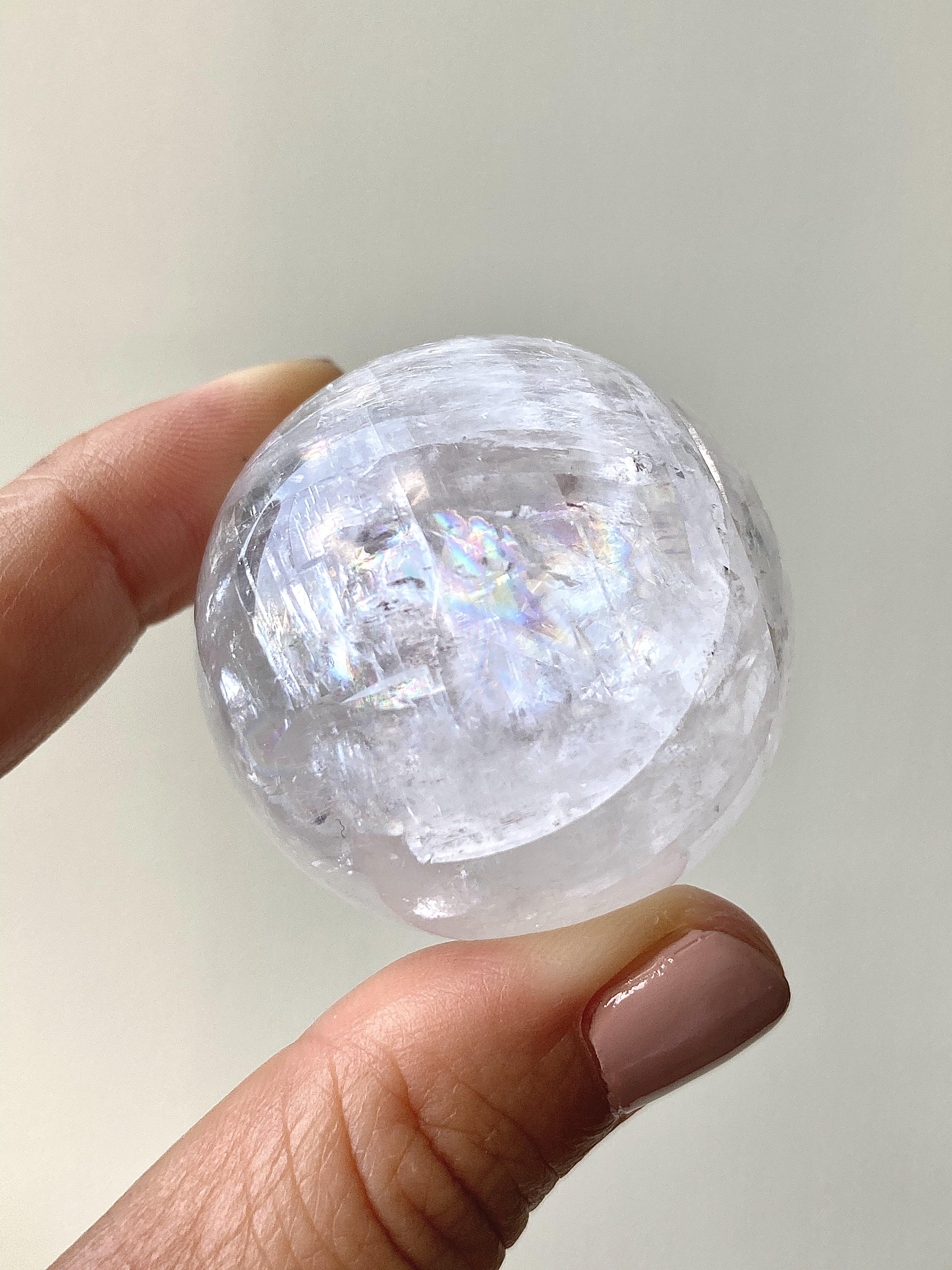 Clear/White Calcite Sphere (with rainbows) - thecrystalvan