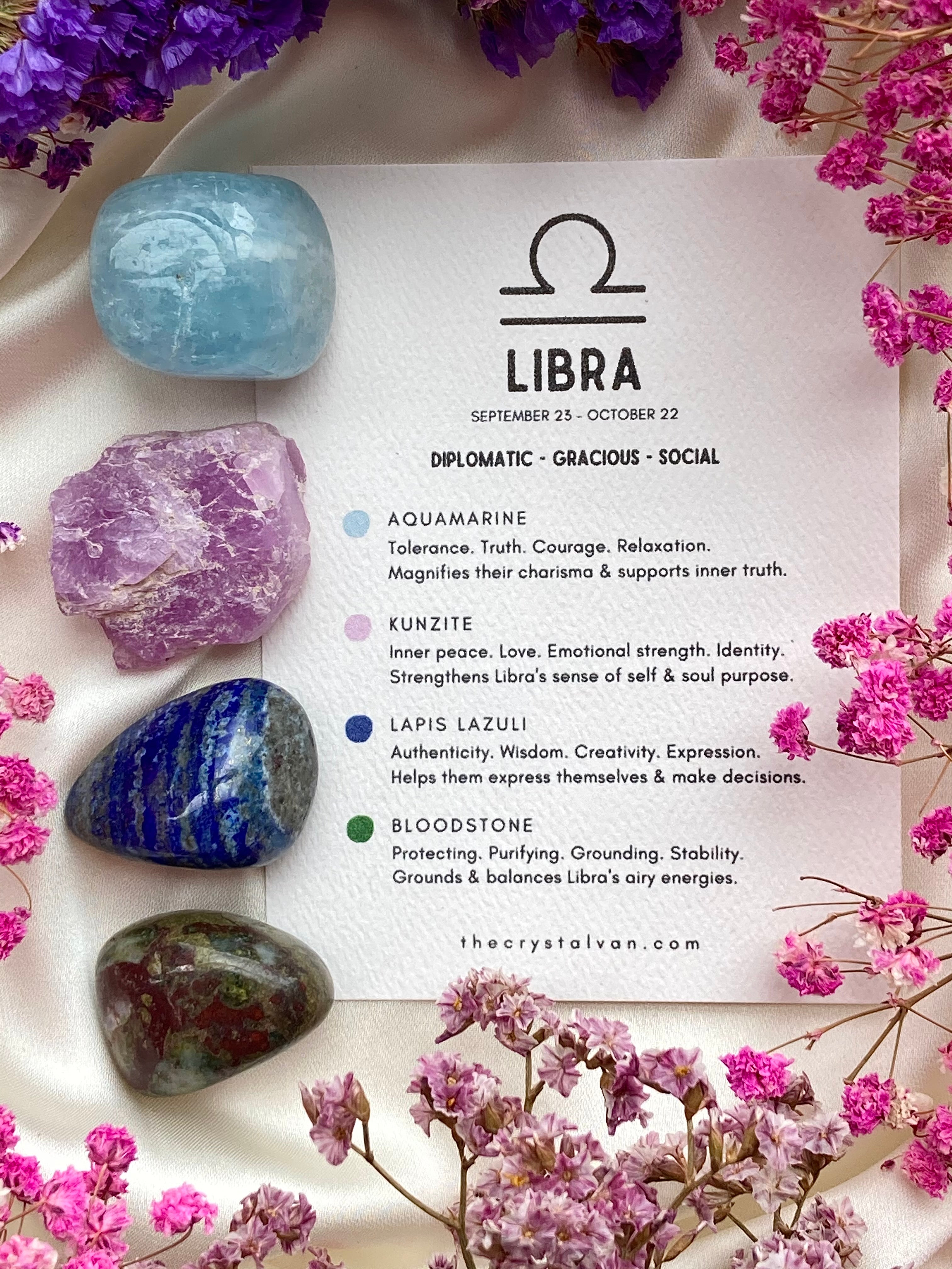 Libra Crystal Set: Zodiac Birthstones for Balance, Harmony Self