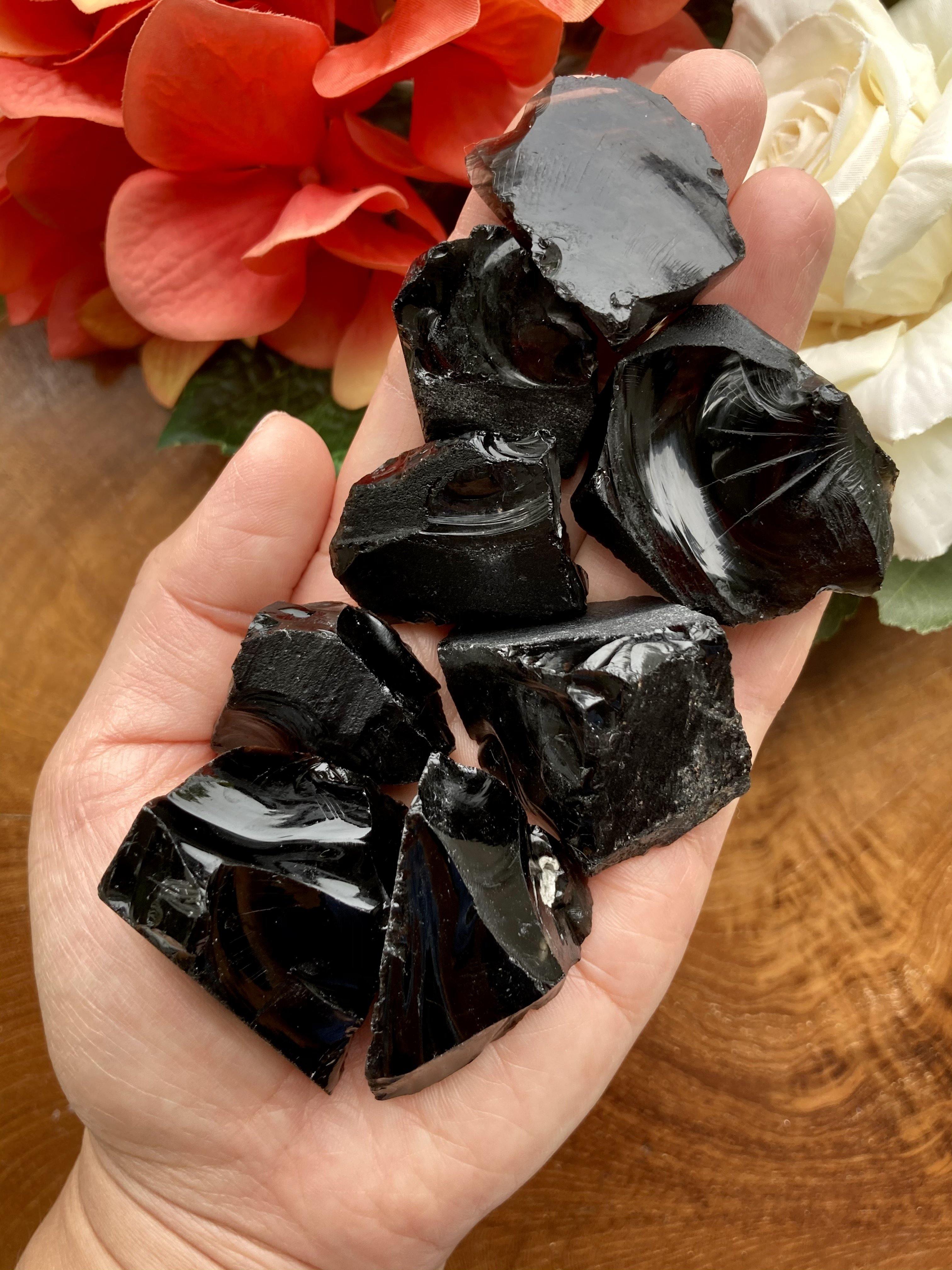 Raw Black Obsidian Crystals for Cutting Cords, Protection and Grounding