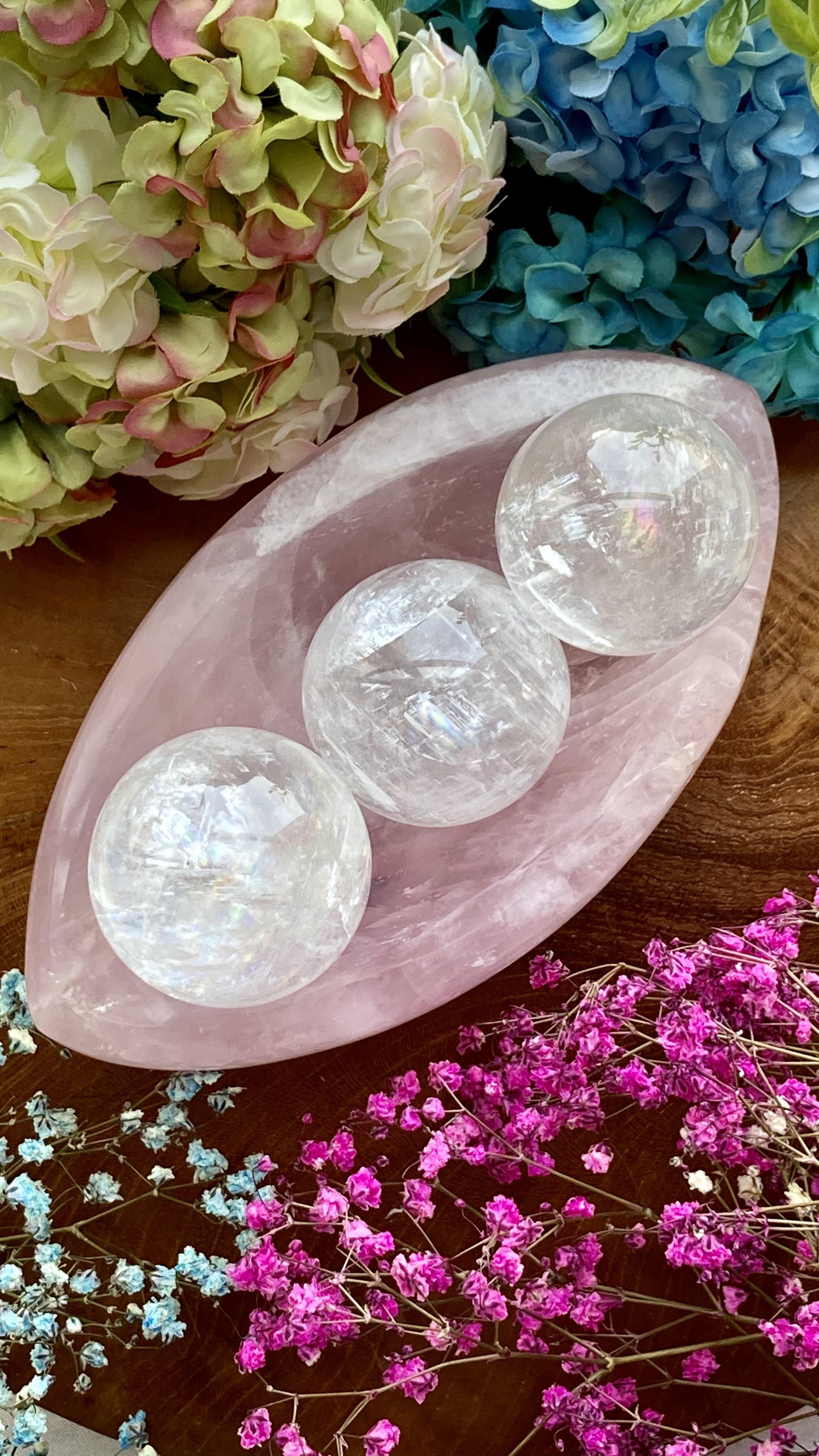 Clear Calcite Spheres (with rainbows) - thecrystalvan