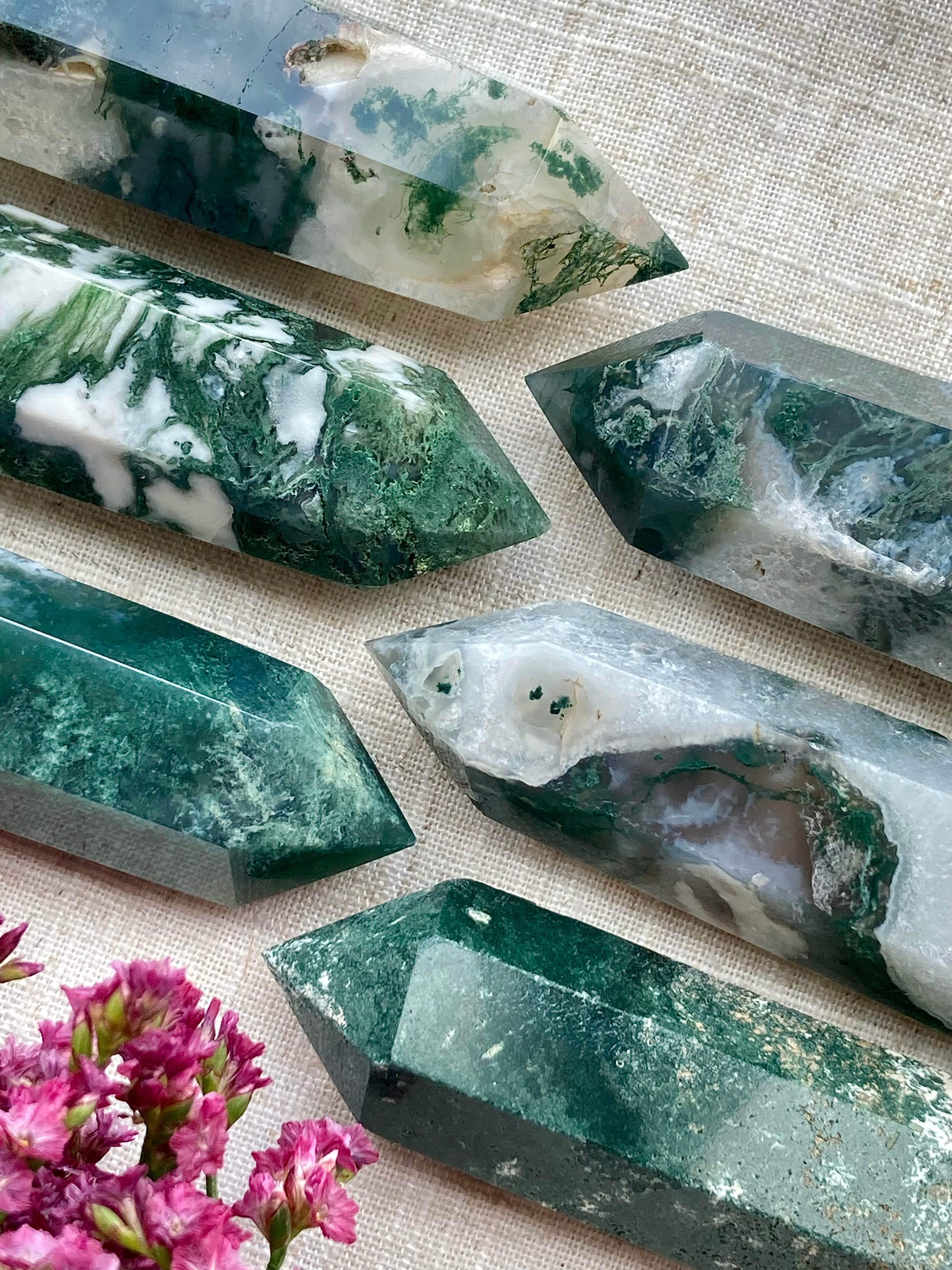 Shop Best Raw Moss Agate • The Green Crystal