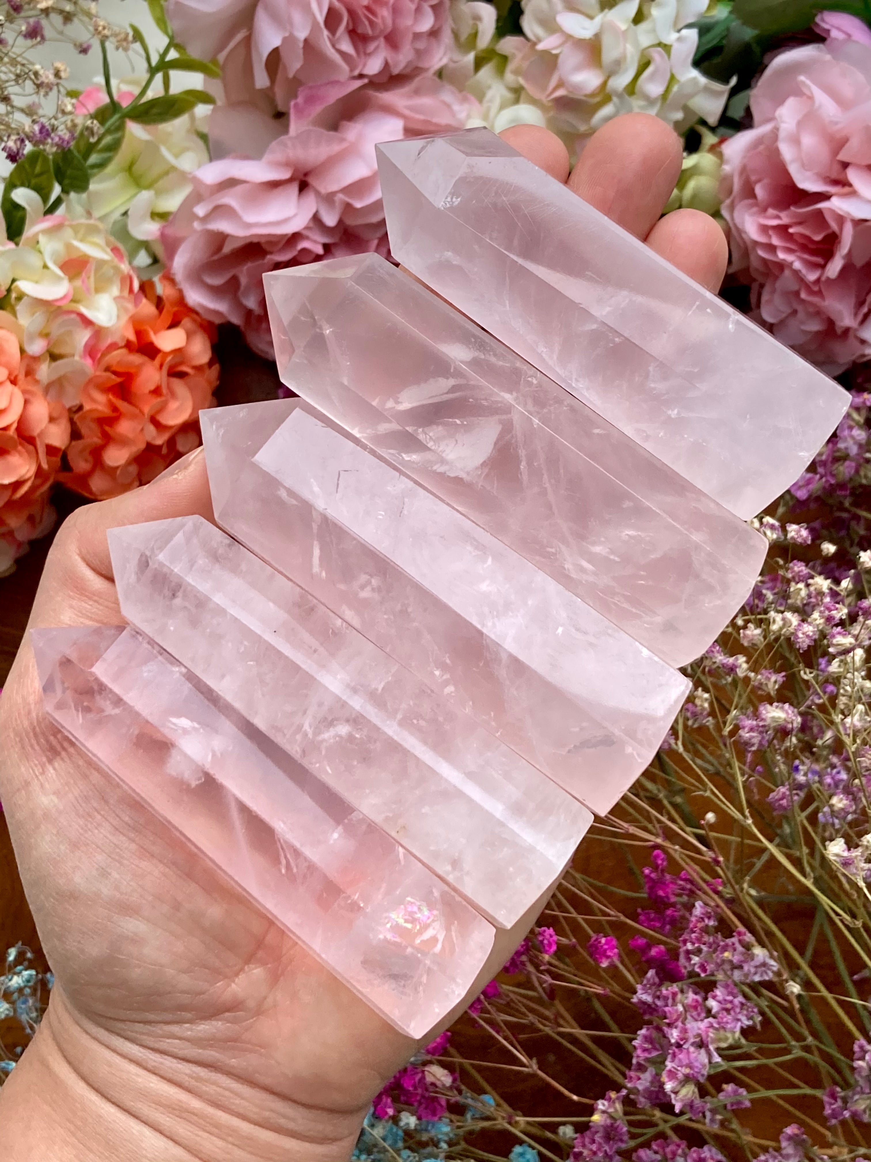 Rose Quartz Points - the stone of love & compassion The Crystal Van Rose Quartz Points - the stone of love & compassion The Crystal Van