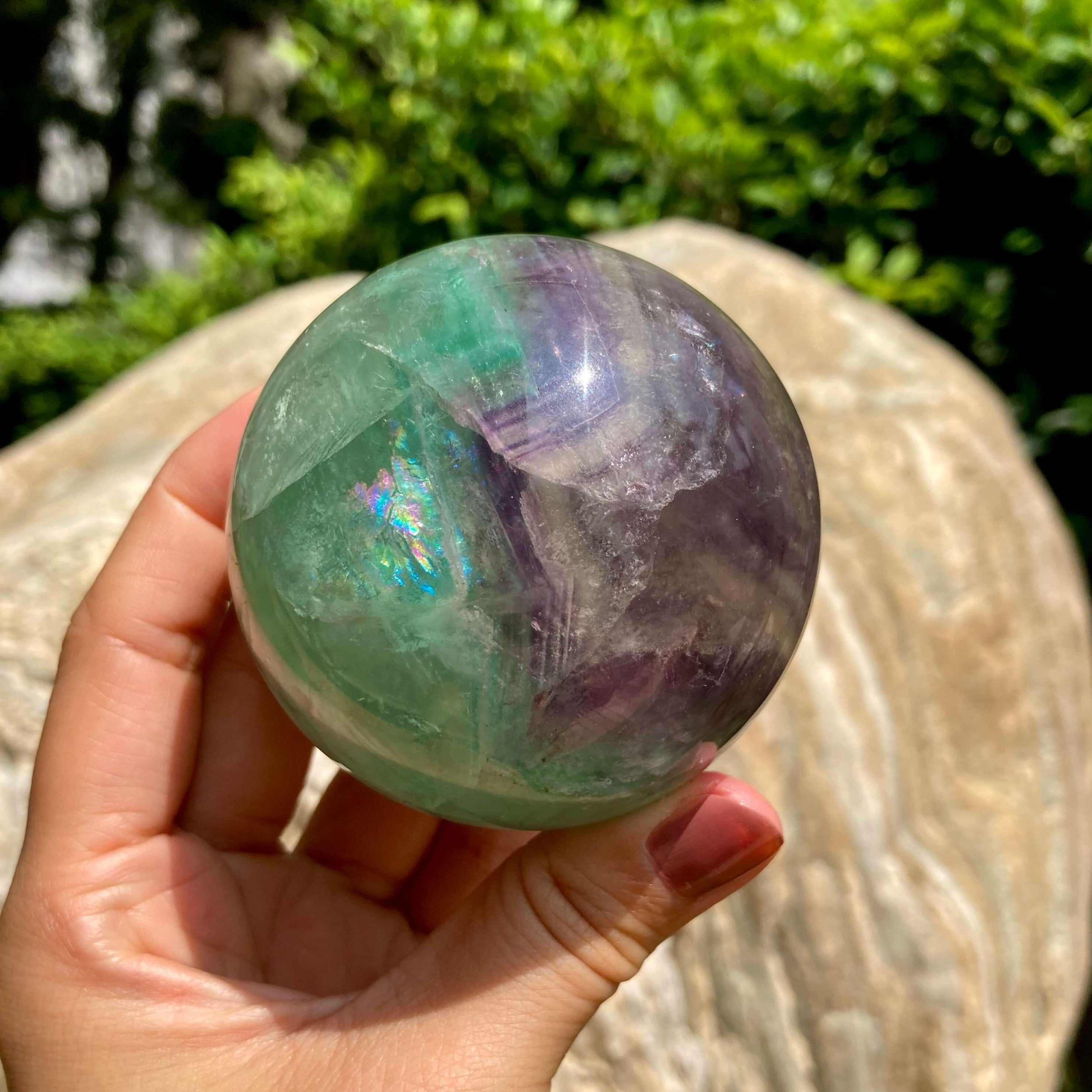 Rainbow Fluorite Sphere (comes with glass stand) - thecrystalvan