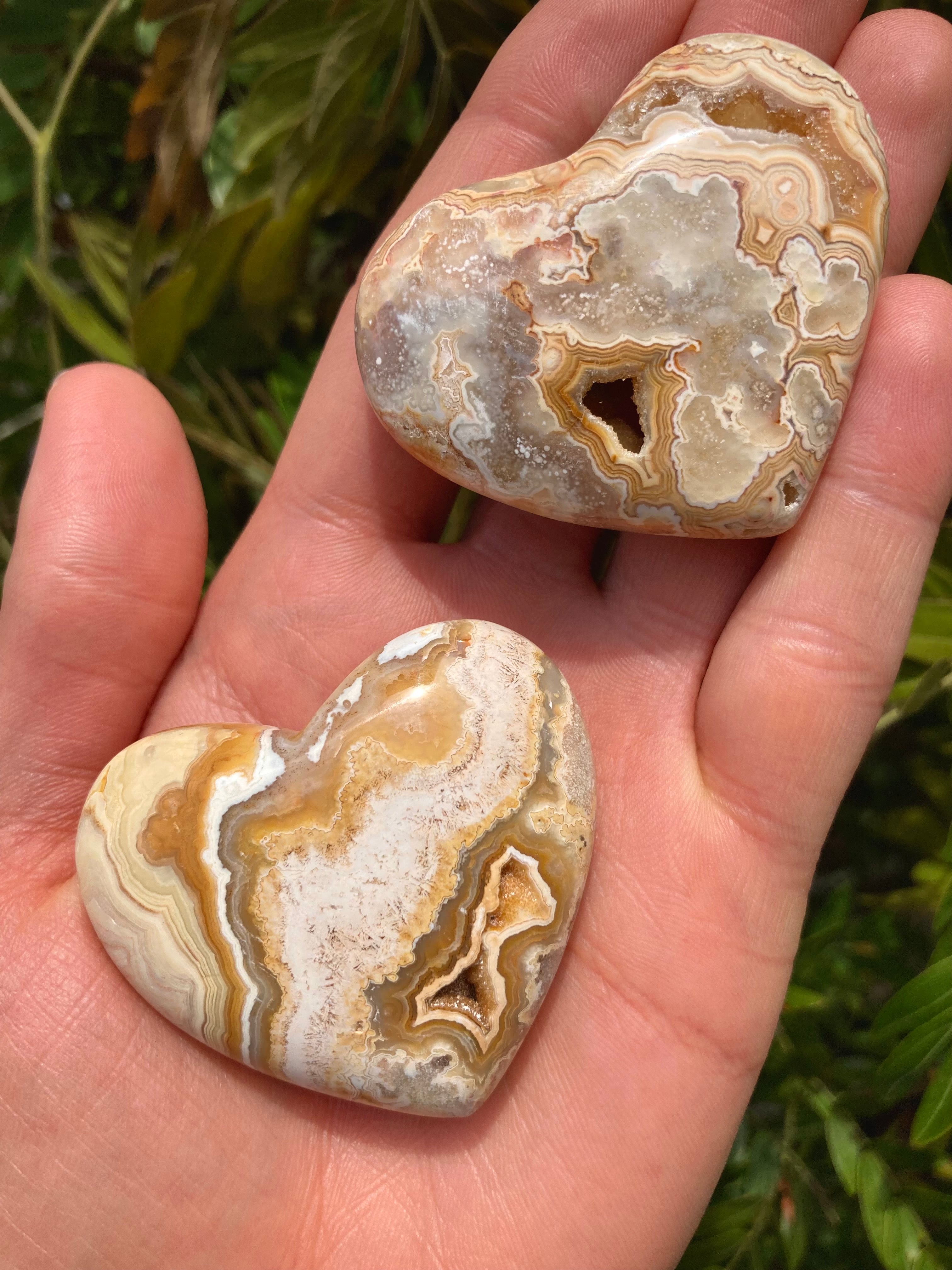 Crazy Lace Agate Heart Carvings | stability & optimism – The