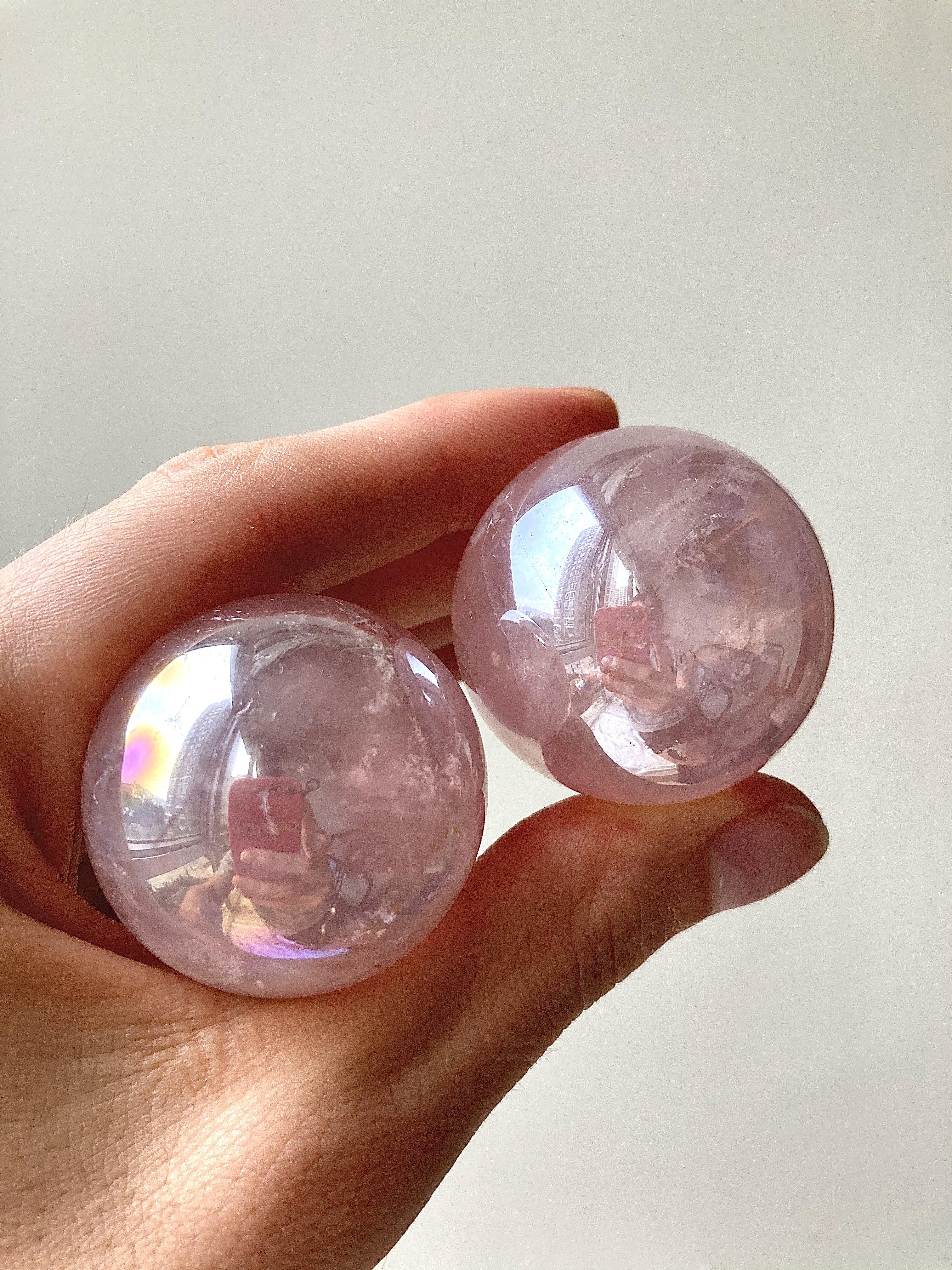 Aura Rose Quartz crystal geode selling ball