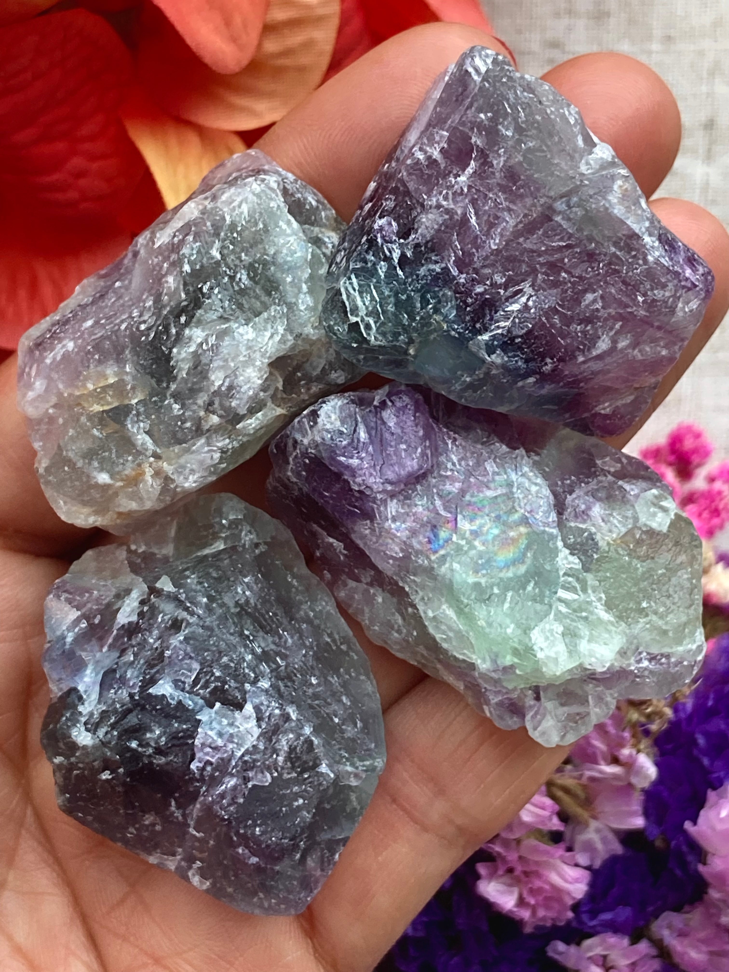 Rainbow fluorite deals raw