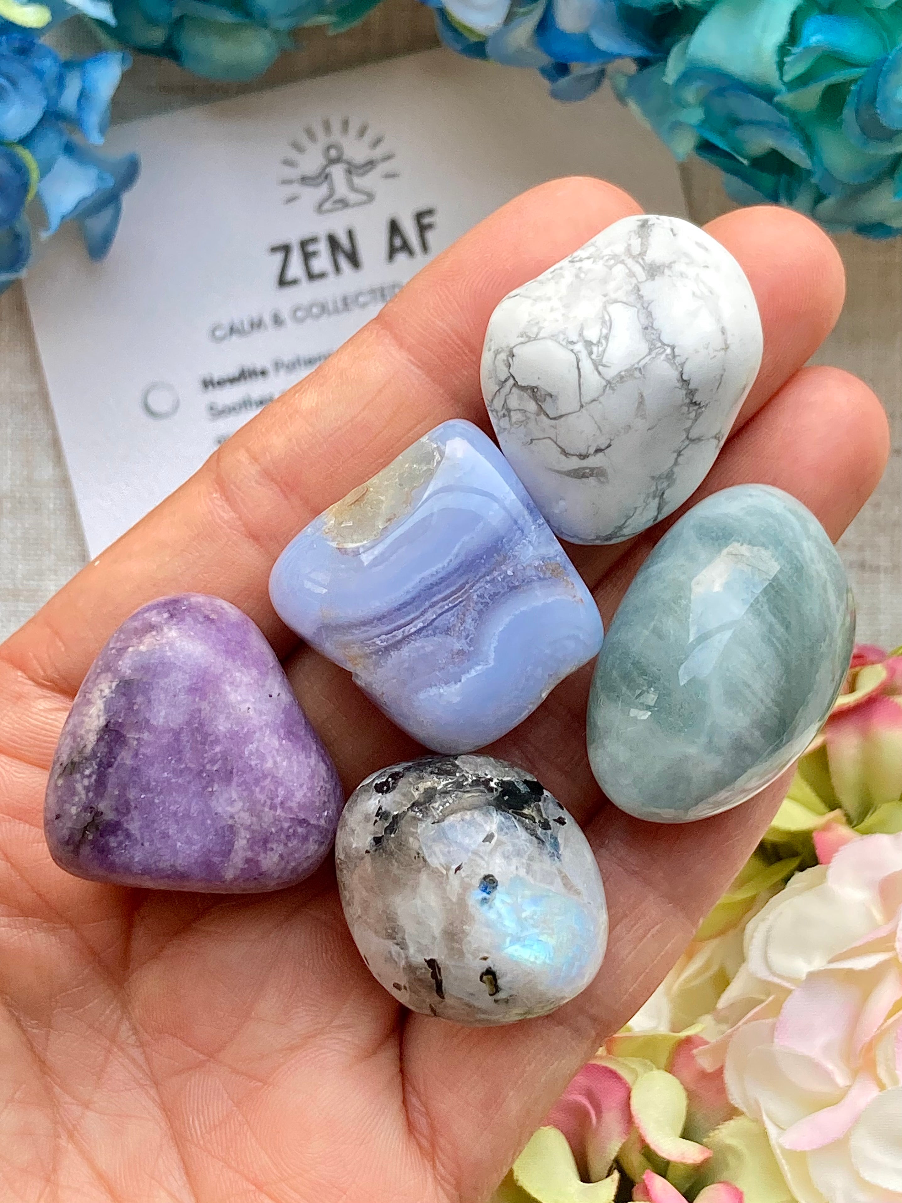 Zen AF Calm & Collected Crystal Kit | blue lace agate, howlite